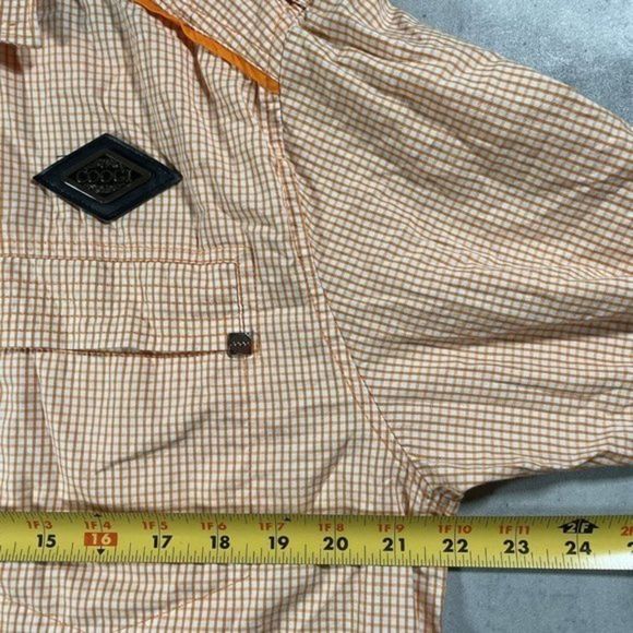 COOGI Mens Short Sleeve Button Up Shirt Orange‎ Check Embroidered Emblem Size M - Picture 10 of 10